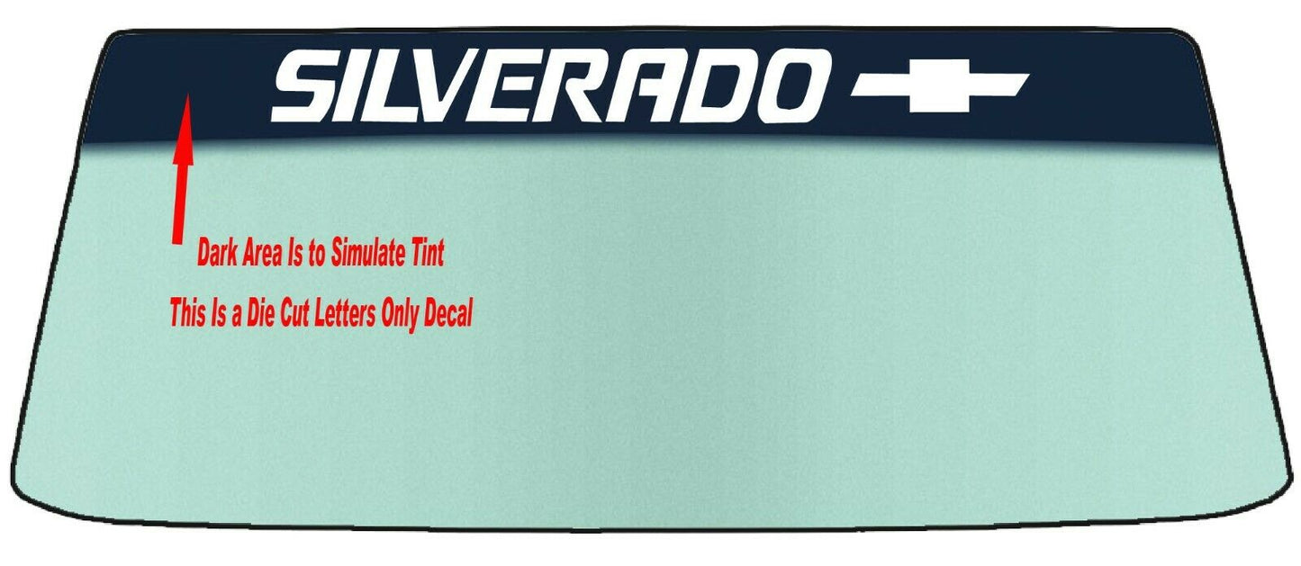 Fits A CHEVROLET SILVERADO Vehicle Custom Windshield Banner Graphic Die Cut Decal - Vinyl Application Tool Included