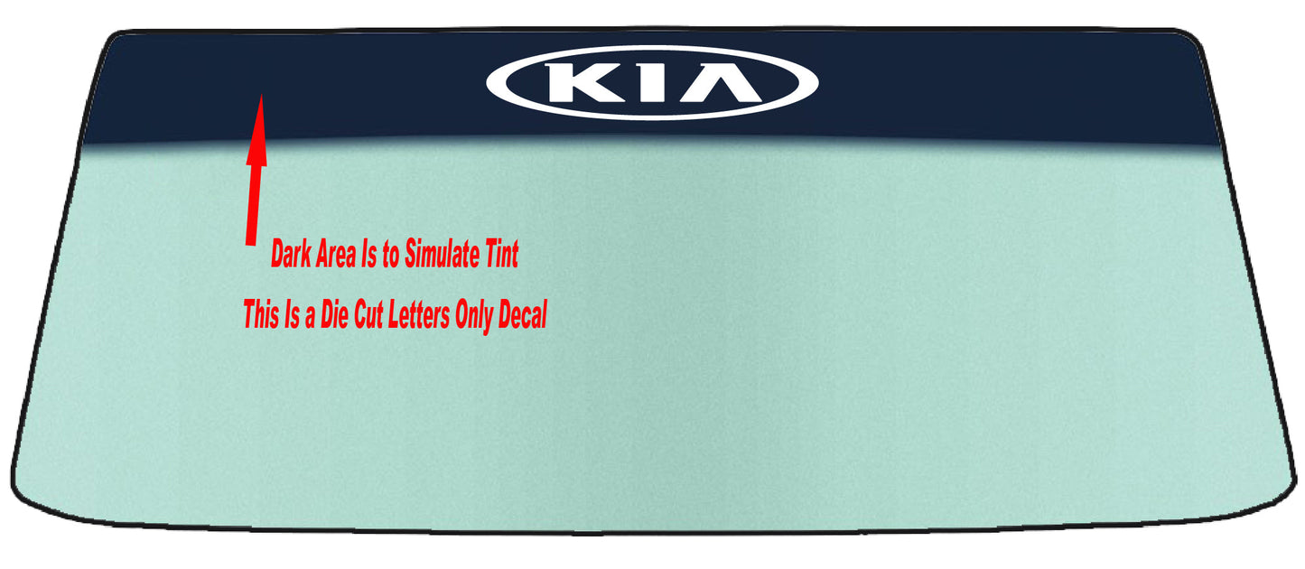 Fits A KIA - Two Styles Vehicle Custom Windshield Banner Graphic Die Cut Decal - Vinyl Application Tool Included